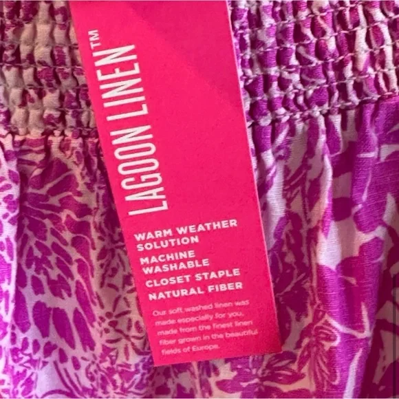 NWT Lilly Pulitzer Maxi Dress Off The Shoulder Women’s Large Hot Pink White - Picture 4 of 5